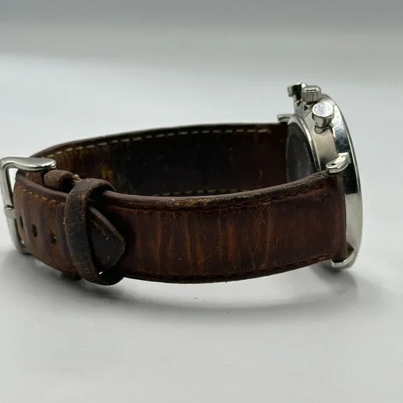 June & Ed Chronograph Watch Men Silver Tone 41MM Dial Date Window New Battery - Picture 11 of 13